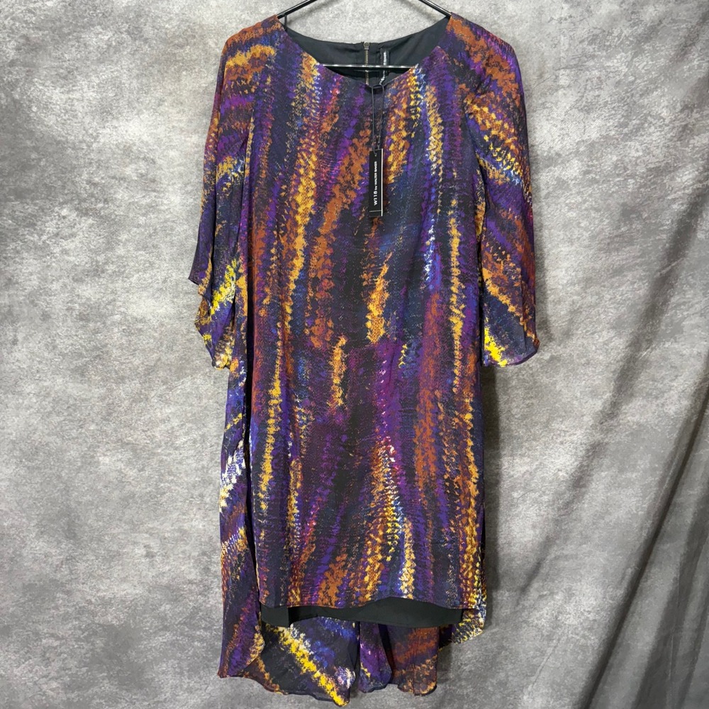 W118 by Walter Baker Cherry Dress Size M Hi-Lo Split Back Abstract Multicolor
